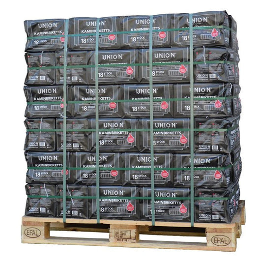 Bruinkoolbriketten in palletverpakking