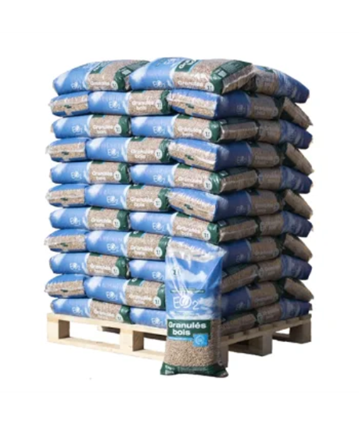 EO2 houtpellets, pallet met 66 zakken van 15 kg