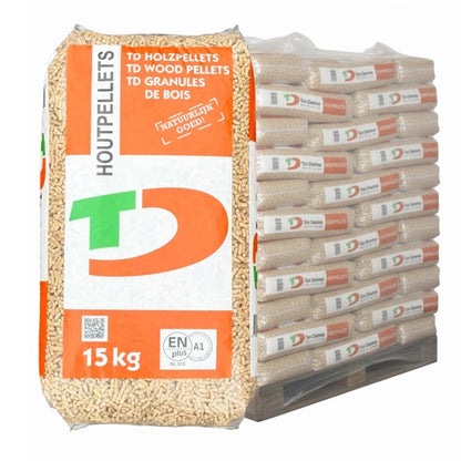 TEN DAMME – Witte Houtpellets – ENplus A1 – 66 zakken – 990 KG – 100% Naaldhout