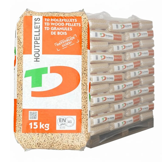 TEN DAMME – Witte Houtpellets – ENplus A1 – 66 zakken – 990 KG – 100% Naaldhout